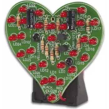 Velleman MK101 mirksinčios širdies litavimo rinkinys - raudonų LED širdies ekranas, 9V DC, 16 LED, pradedantiesiems skirta edukacinė DIY elektronikos projektas