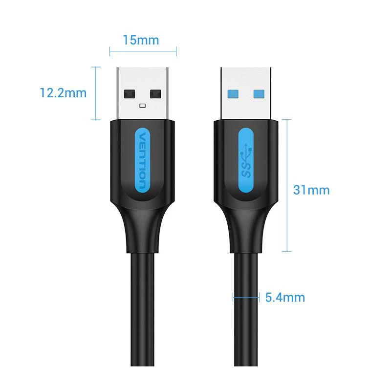 VENTION CONBI USB 3.0 laidas (vyriškas į vyrišką) 3 m juodas