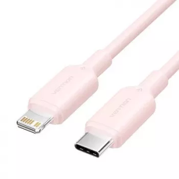 VENTION USB-C į Lightning laidas 1 m rožinis LAKPF - 20W PD greitasis įkrovimas ir 480Mbps duomenų sinchronizavimas