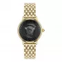 VERSACE V-Circle Unisex Swiss Quartz Watch VE6F00523 38mm Black Dial Leather Strap