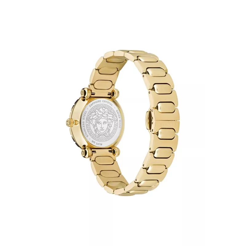 VERSACE V-Motif Moteriškas Šveicariškas Kvarcinis Laikrodis VE6I00523 35mm Juodas Ciferblatas Juoda Oda