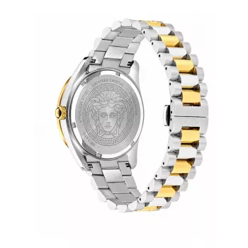 VERSACE V-Race vyriškas šveicariškas kvarcinis laikrodis su nerūdijančio plieno apyranke, 42 mm, juodas ciferblatas VE8E00424