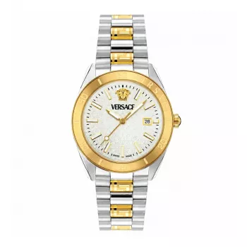 VERSACE V-Race vyriškas šveicariškas kvarcinis laikrodis su nerūdijančio plieno apyranke, 42 mm, juodas ciferblatas VE8E00424