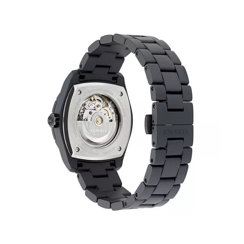 Versace V-Race vyriškas šveicariškas kvarcinis laikrodis VE7K00123 43mm nerūdijančio plieno juodas ciferblatas