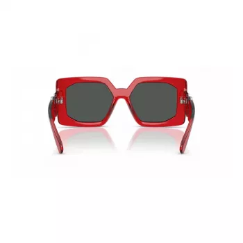 VERSACE VE4478U550087 Moteriški Akiniai Nuo Saulės – Juodas Acetato Rėmelis, Pilki Polikarbonato Lęšiai, 55 mm Lęšio Plotis, 100% UV400 Apsauga