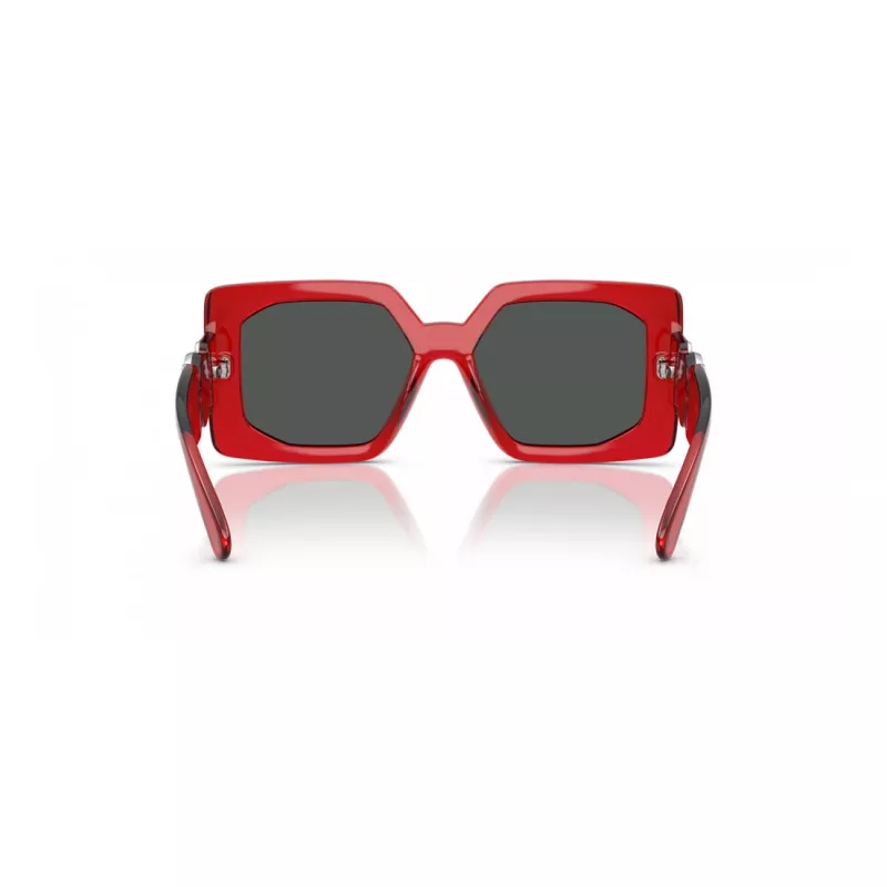 VERSACE VE4478U550087 Moteriški Akiniai Nuo Saulės – Juodas Acetato Rėmelis, Pilki Polikarbonato Lęšiai, 55 mm Lęšio Plotis, 100% UV400 Apsauga