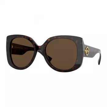 VERSACE Moteriški Akiniai Nuo Saulės VE4375F-10873 Havana Acetatinis Kvadratinis Rėmas Rudiniai Gradientiniai Lęšiai 53mm
