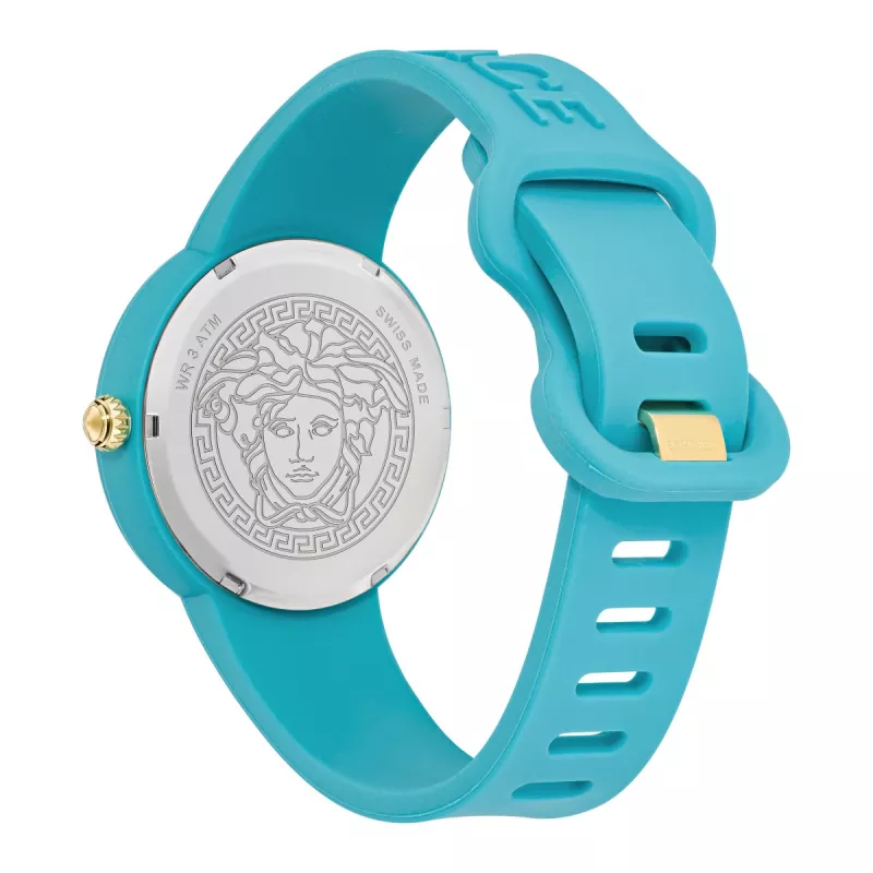 Versace moteriškas V-Motif šveicariškas kvarcinis laikrodis VE6G00423 (39 mm) juodas ciferblatas, odinis dirželis