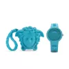 Versace moteriškas V-Motif šveicariškas kvarcinis laikrodis VE6G00423 (39 mm) juodas ciferblatas, odinis dirželis
