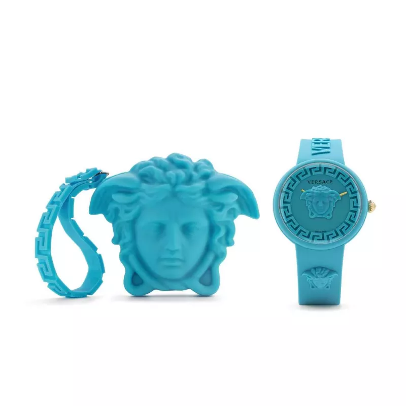 Versace moteriškas V-Motif šveicariškas kvarcinis laikrodis VE6G00423 (39 mm) juodas ciferblatas, odinis dirželis