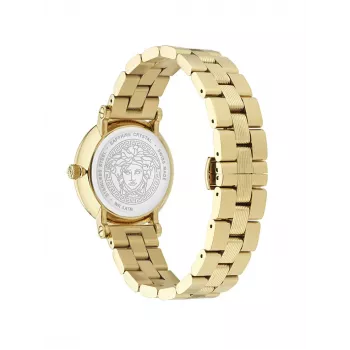 VERSACE Moteriškas VE7F00623 Šveicariški Kvarciniai Laikrodžiai 35mm Juodas Ciferblatas Odinis Dirželis