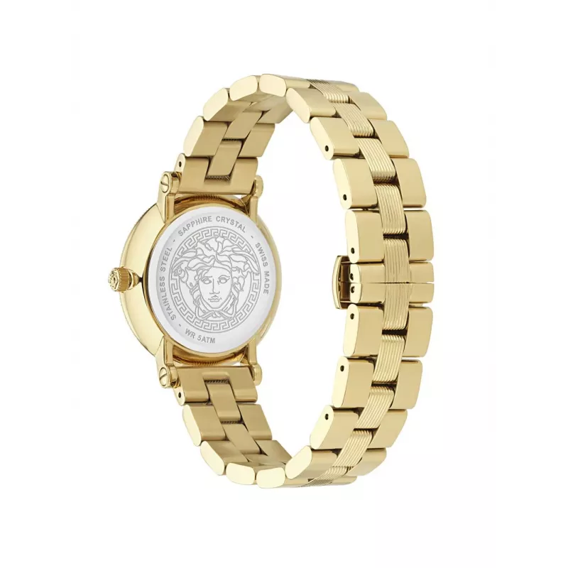 VERSACE Moteriškas VE7F00623 Šveicariški Kvarciniai Laikrodžiai 35mm Juodas Ciferblatas Odinis Dirželis