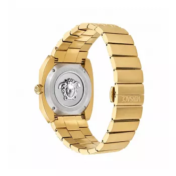 VERSACE moteriškas laikrodis VE8F00424, 44 mm juodas ciferblatas su odiniu dirželiu