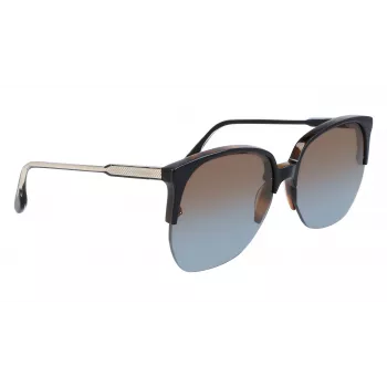 Victoria Beckham VB617S-005 Moteriški Oversized kvadratiniai akiniai nuo saulės, blizgantis juodas rėmelis, pilki lęšiai, 63/15/140 mm