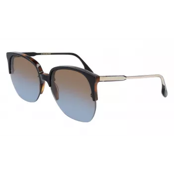 Victoria Beckham VB617S-005 Moteriški Oversized kvadratiniai akiniai nuo saulės, blizgantis juodas rėmelis, pilki lęšiai, 63/15/140 mm
