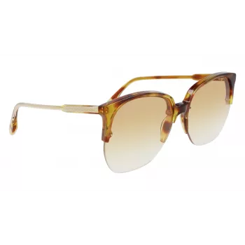 Victoria Beckham VB617S-222 Moteriški Oversized Drugelio Formos Akiniai Havana Acetatas Ruda Gradient