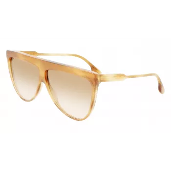 Moteriški aviatoriniai akiniai nuo saulės Victoria Beckham VB619S6509774 auksinis rėmas rudi gradientiniai lęšiai 65 mm