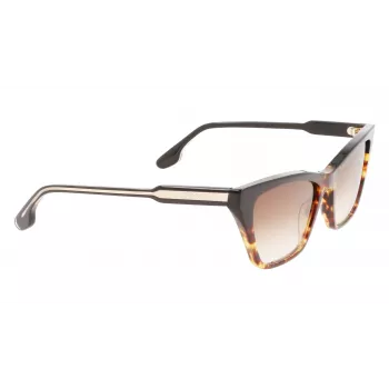 Victoria Beckham VB638S-005 Moteriški kvadratiniai acetatiniai akiniai nuo saulės - Juodas rėmas, pilki gradientiniai lęšiai 55/17/140 mm