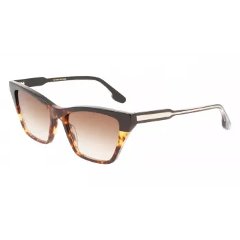 Victoria Beckham VB638S-005 Moteriški kvadratiniai acetatiniai akiniai nuo saulės - Juodas rėmas, pilki gradientiniai lęšiai 55/17/140 mm