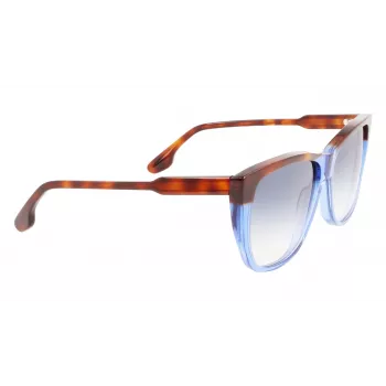 Victoria Beckham VB639S-418 Moteriški Oversized Kvadratiniai Akiniai nuo Saulės - Tamsiai Mėlynas Acetato Rėmelis su Pilkais Gradientiniais Stiklais