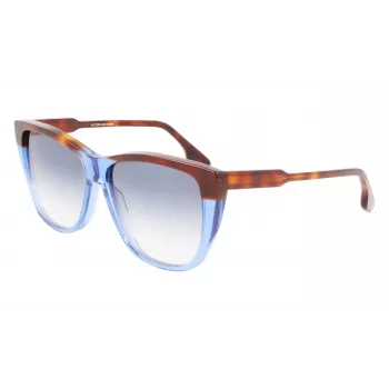 Victoria Beckham VB639S-418 Moteriški Oversized Kvadratiniai Akiniai nuo Saulės - Tamsiai Mėlynas Acetato Rėmelis su Pilkais Gradientiniais Stiklais