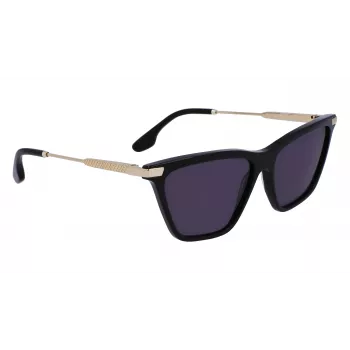 Victoria Beckham VB663S-001 Moteriški Akiniai nuo Saulės - Juodas Acetato Rėmelis, Pilki Polikarbonato Lęšiai, 57/15/140 mm