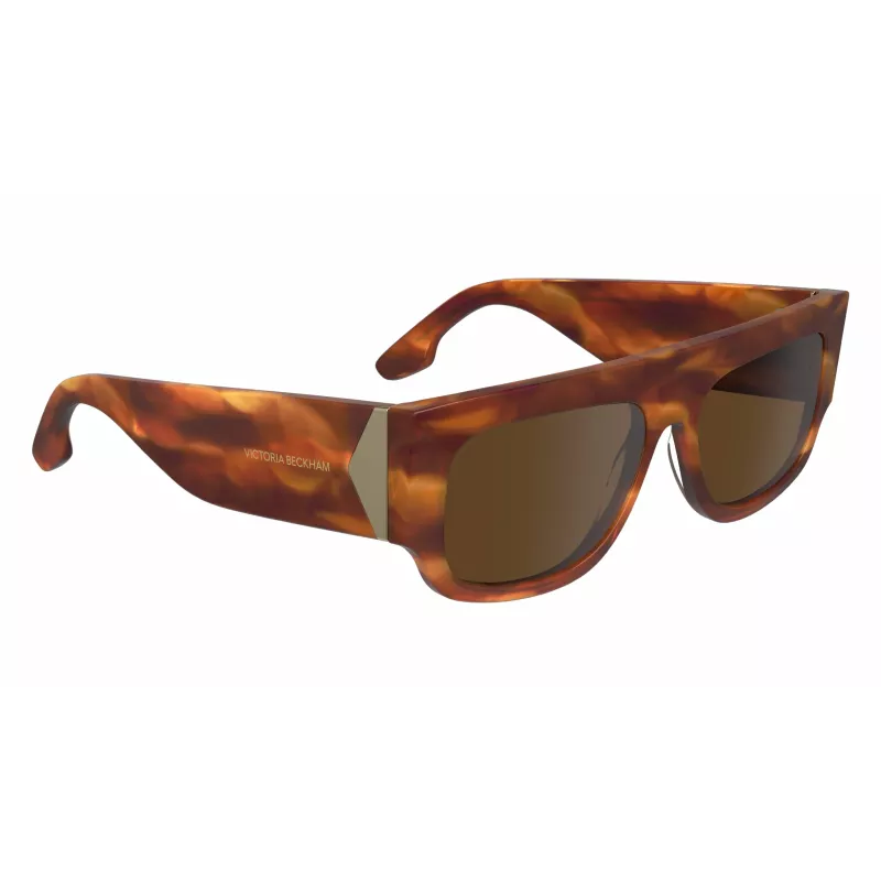 Victoria Beckham VB666S5516223 Moteriški kvadratiniai akiniai nuo saulės - Rudi Havana acetato rėmeliai su rudais gradientiniais lęšiais - 55/16/145 mm