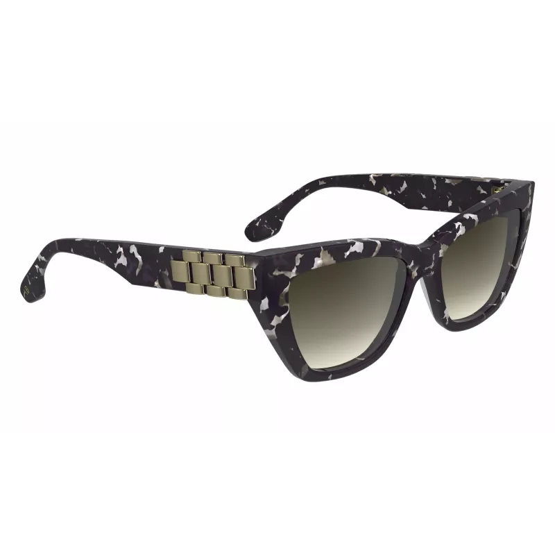 Victoria Beckham VB668S5516010 Moteriški kvadratiniai akiniai nuo saulės - juodas acetatinis rėmelis, pilki CR-39 lęšiai, 55 mm