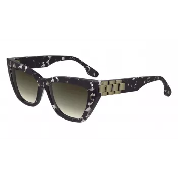 Victoria Beckham VB668S5516010 Moteriški kvadratiniai akiniai nuo saulės - juodas acetatinis rėmelis, pilki CR-39 lęšiai, 55 mm
