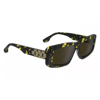 Victoria Beckham VB669S5513012 Moteriški kvadratiniai acetatiniai akiniai nuo saulės - Juodi/Pilki - 55/13/145 mm