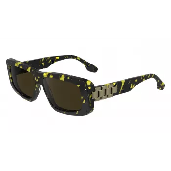 Victoria Beckham VB669S5513012 Moteriški kvadratiniai acetatiniai akiniai nuo saulės - Juodi/Pilki - 55/13/145 mm