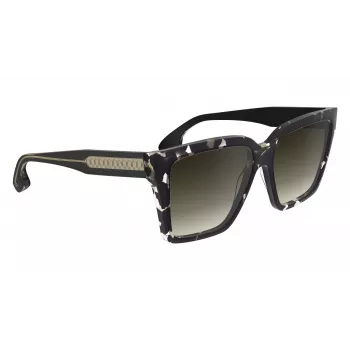 Victoria Beckham VB672S5715010 Moteriški Oversized Square Akiniai nuo Saulės - Juodas Acetato Rėmas, Pilki Polikarbonato Lęšiai, 57/15/140 mm