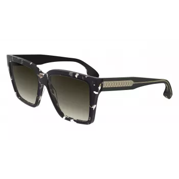 Victoria Beckham VB672S5715010 Moteriški Oversized Square Akiniai nuo Saulės - Juodas Acetato Rėmas, Pilki Polikarbonato Lęšiai, 57/15/140 mm