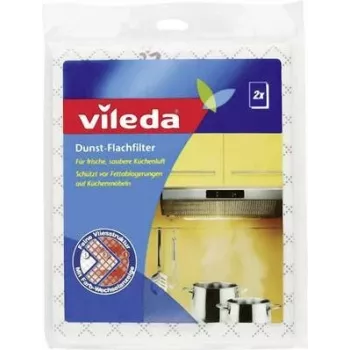 Vileda Dunstabzugshauben-Flachfilter 2er Pack 1446 – Zuschneidbarer Fettfilter für Dunstabzugshauben, 570 x 470 mm, Weiß