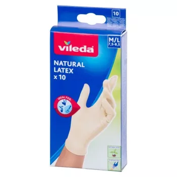 VILEDA Natural Latex pirštinės, dydis S/M, 10 porų