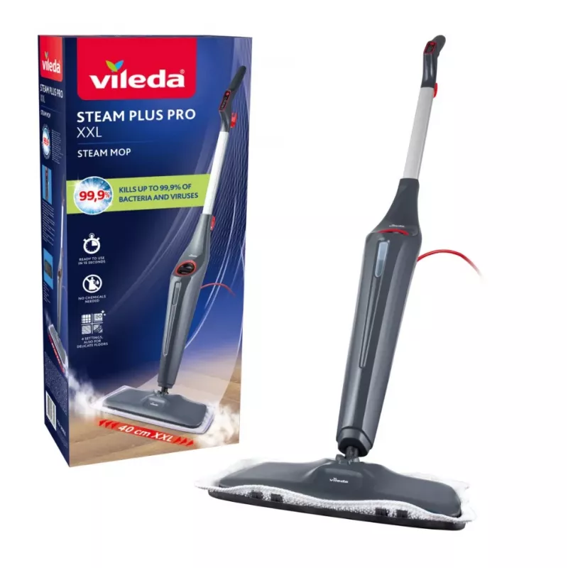 Vileda Steam Plus XXL Pro garų šluota su 2 papildomais mikropluošto antgaliais