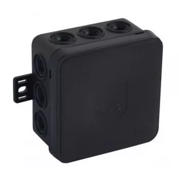 VIPLAST V5 Klik paviršinė tuščia jungiamoji dėžutė, 12 kabelių įvadų, IP54, juoda, 75x75x41 mm, 035-05