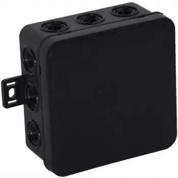 VIPLAST V6 Klik paviršinė jungiamoji dėžutė, 12 kabelių įvadų, IP54, juoda, 85x85x41 mm, tuščia