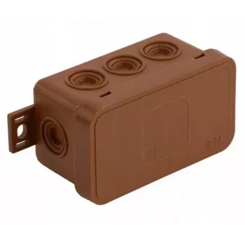 VIPLAST V8 Klik paviršiaus montavimo jungčių dėžutė, tuščia, 8 kabelių įvadai, IP54, ruda, 80x45x41mm