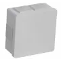 VIPLAST VP-02 paviršinės montavimo tuščia jungčių dėžutė, 6 kabelių įvadai, užspaudžiamas dangtelis, IP55, balta, 86x86x40mm