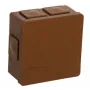 VIPLAST VP-02 paviršinio montavimo jungčių dėžutė, 6 kabelių įvadai, užspaudžiamas dangtelis, ruda, IP55, 86x86x40 mm
