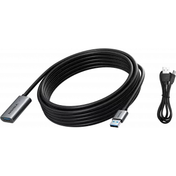 VISION TC 5MUSB3.0EXT+/BL USB 3.0 aktyvus prailginimo kabelis 5 m USB-A kištukas/lizdas juodas sidabrinis