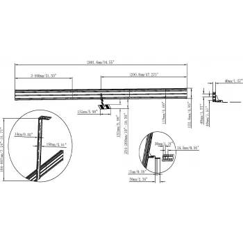 Vision VFM-MNU/P4X55 sunkiųjų konstrukcijų vaizdo sienos tvirtinimo rinkinys 4x 50-55 colių LCD ekranams, portretinis, sieninis/bėginis, juodas
