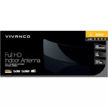 Vivanco TVA 4045 patalpų TV antena su stiprintuvu, DVB-T2/DAB+, LTE filtras, juoda
