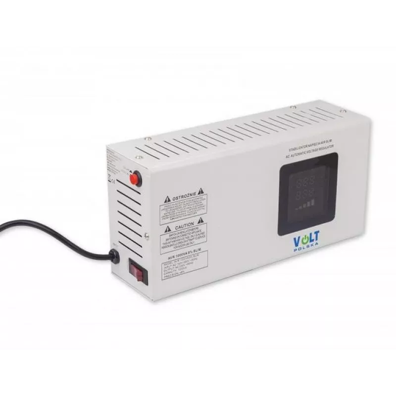 Volt Polska 5AVRZS1000 AVR 1000VA Slim automatinis įtampos reguliatorius - 600W, 2 lizdai, LCD