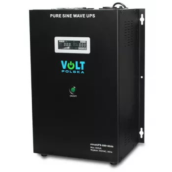 VOLT POLSKA Sinus UPS 500 nepertraukiamo maitinimo šaltinis, 500VA/300W, gryna sinusinė banga, išorinė baterija 12V 40Ah