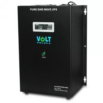 VOLT POLSKA Sinus UPS 500 nepertraukiamo maitinimo šaltinis, 500VA/300W, gryna sinusinė banga, išorinė baterija 12V 40Ah