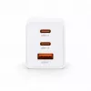 Voltage GaN 67W sieninis įkroviklis, 2x USB-C ir 1x USB-A, PD 3.0, QC 3.0, PPS, EU kištukas, baltas