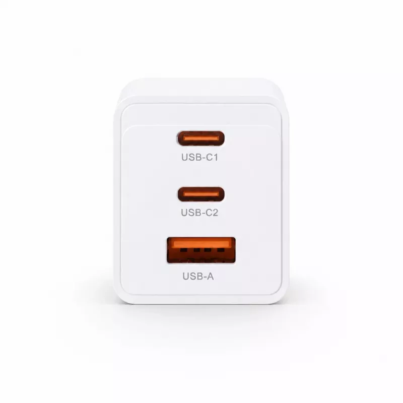 Voltage GaN 67W sieninis įkroviklis, 2x USB-C ir 1x USB-A, PD 3.0, QC 3.0, PPS, EU kištukas, baltas
