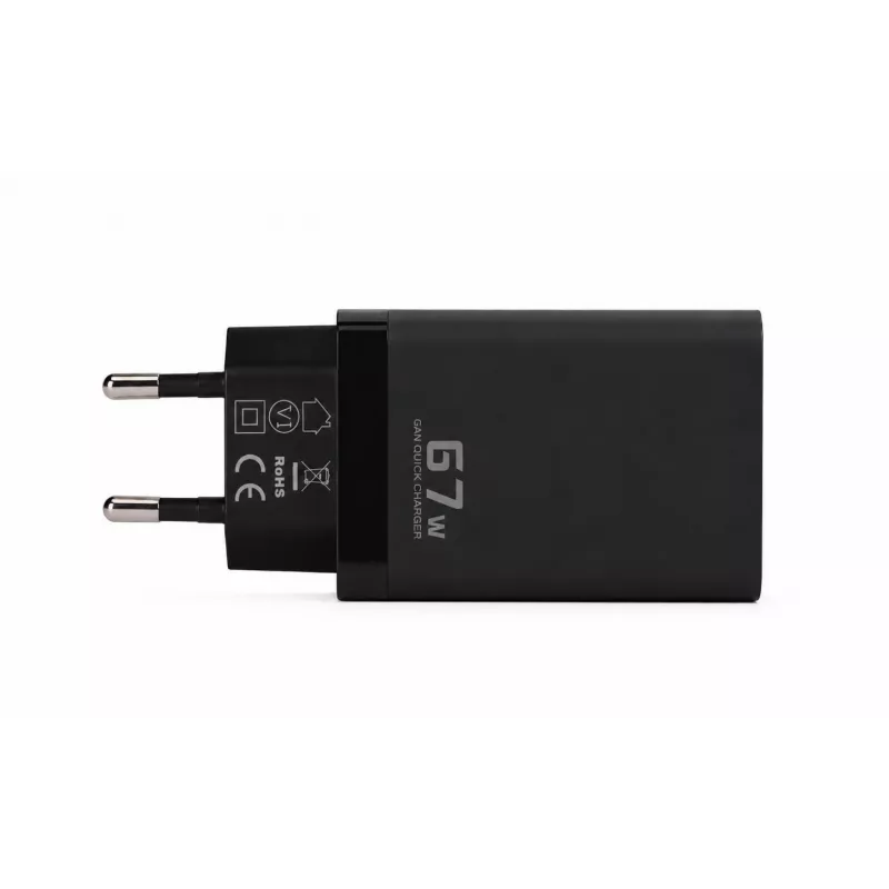Voltage GaN Charger 67W sieninis įkroviklis, PD 3.0 / QC 3.0, 2x USB-C & 1x USB-A, EU kištukas, juodas